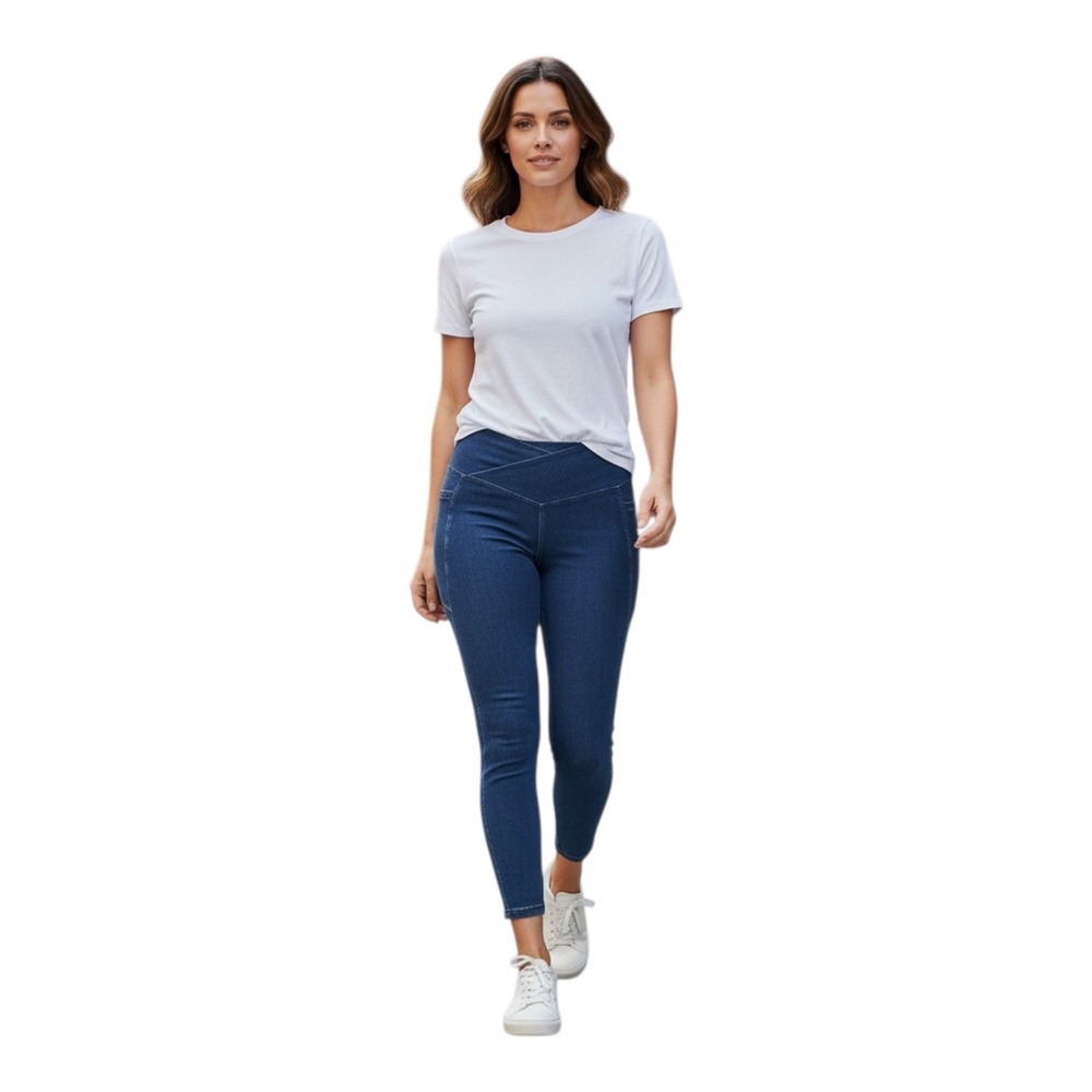 Halara Womens L Flex 7/8 Crossover Pocket Washed Denim Work Pants Leggings NWT